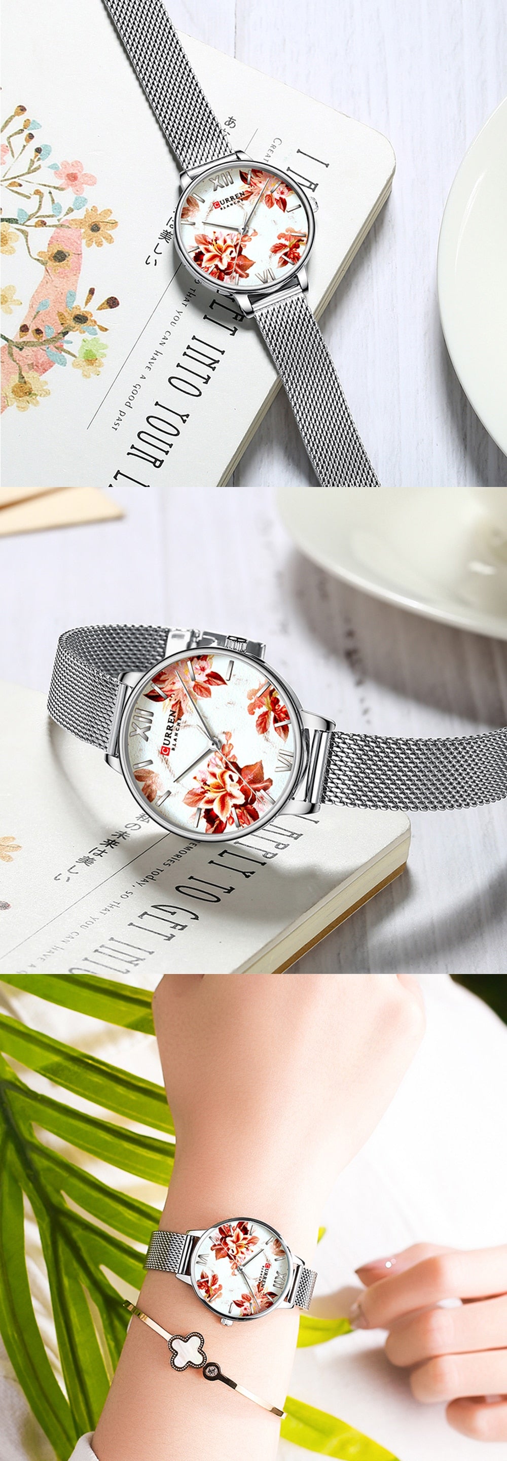 YSYH Fashion Trend Flower Leather Watches Classic Black Wristwatch Female Clock Ladies Quartz Watch relogios feminino