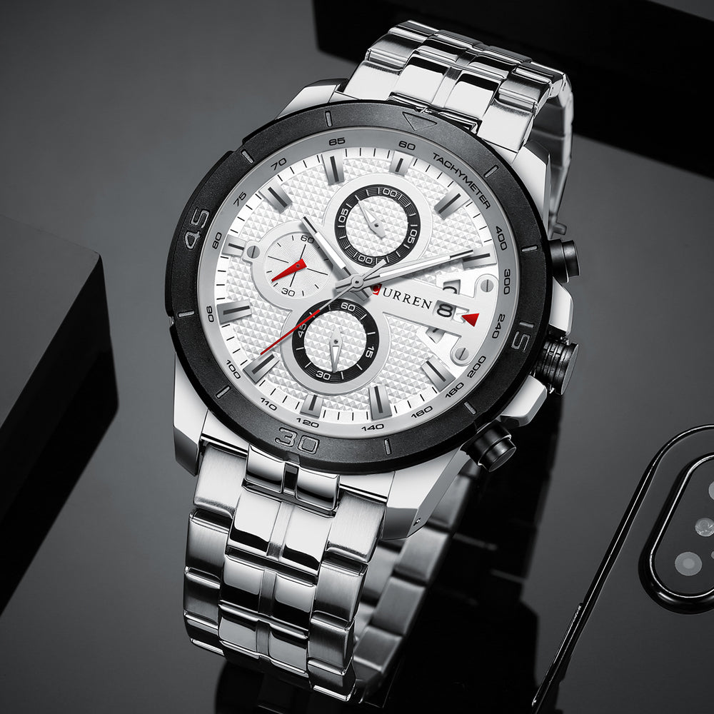 YSYH Watches Mens Luxury Brand Chronograph Sport Watch for Men Wristwatch with Stainless Steel Band Casual Clock