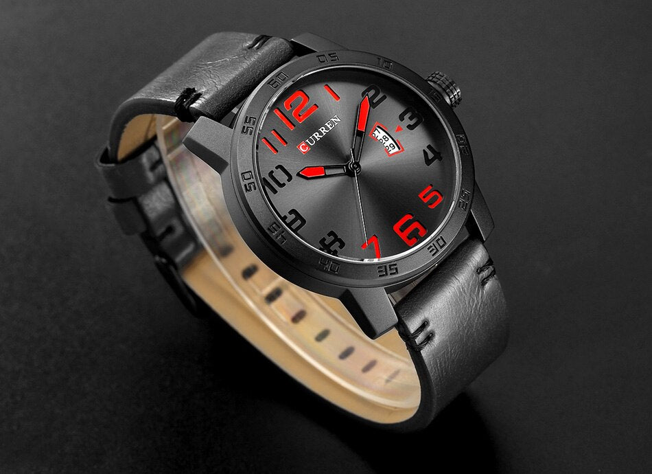 YSYH Leather Strap Quartz-Watches Sport Men's Wristwatch Calendar Casual Male Clock