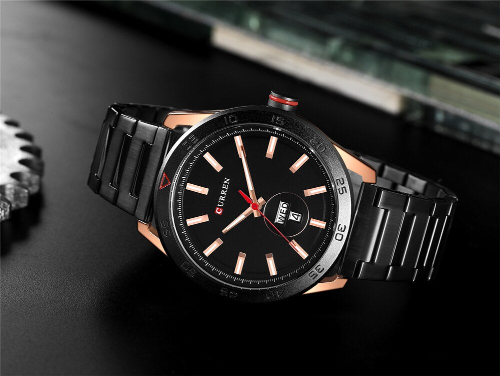 YSYH Luxury Watches Mens Casual Quartz Watch Male Clock Stainless Steel Band Waterproof Wristwatch with Week