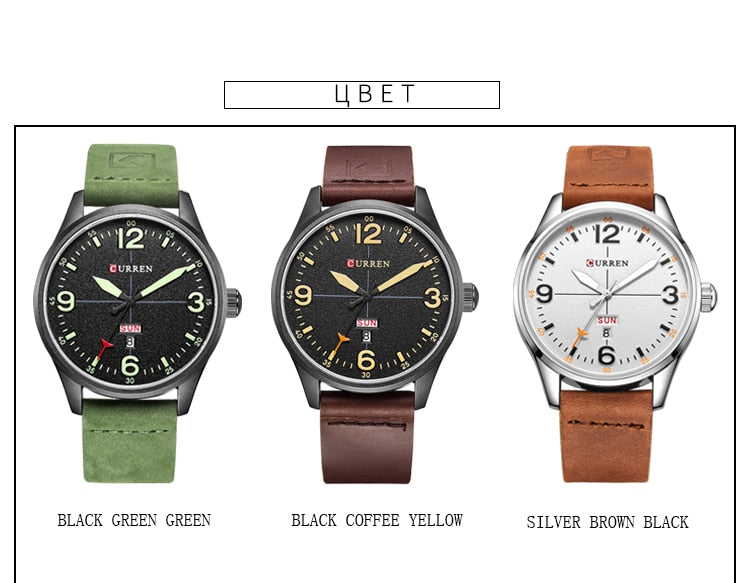 YSYH Simple style Calendar Casual Men Watches Leather Strap Male Clock Quartz Week Display Wrist Watch