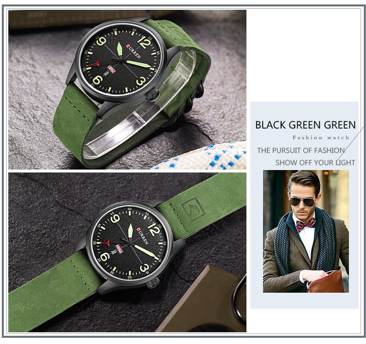 YSYH Brand Luxury Casual Military Quartz Watch Men Wristwatch Leather Strap Calendar erkek kol saati