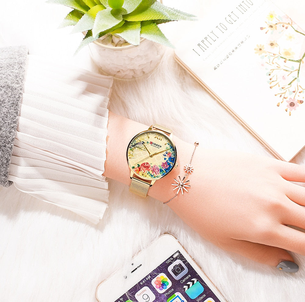 YSYH White Leather Watch for Women Watches Fashion Flower Quartz Wristwatch Female Clock Reloj Mujer Charms Ladies Gift
