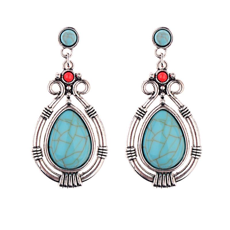 Turquoises Antique Dangles Earrings-Earrings-Rossny