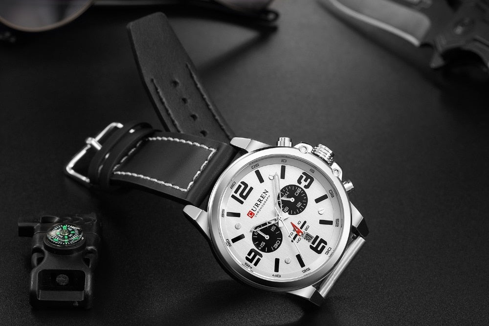 YSYH Classic Black White Chronograph Watch Men's Watches Casual Quartz Wristwatch Male Clock