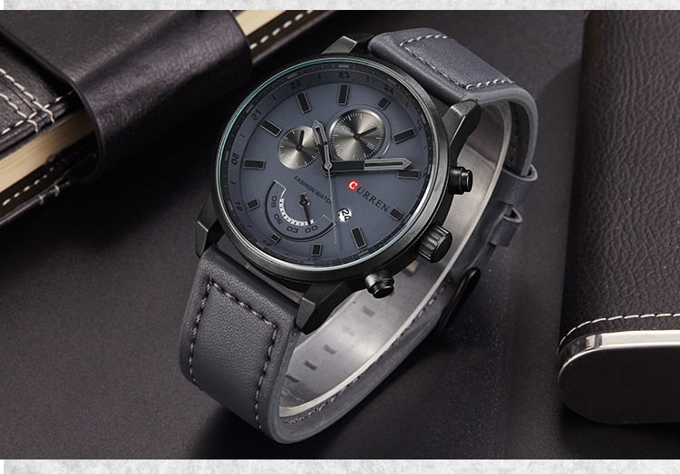 YSYH Men's Casual Analog Sport Quartz Watch Men Watches High Quality Leather Drop Shipping Wristwatch Male Clock