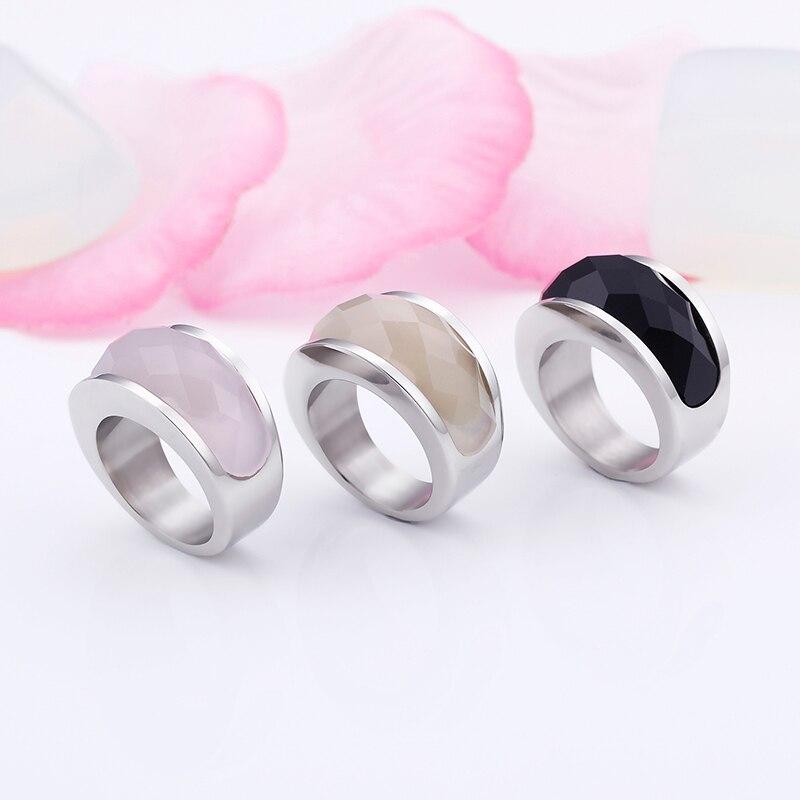 Rossny Wedding Crystal Party All Rings Gold/Silver Stainless Steel Colorful Stone Charm-Rossny