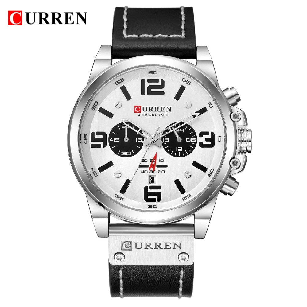 YSYH Classic Black White Chronograph Watch Men's Watches Casual Quartz Wristwatch Male Clock