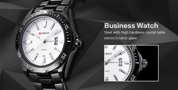 YSYH Men's Watches Luxury Fashion Business Quartz Wristwatch Full Steel Band Date Waterproof