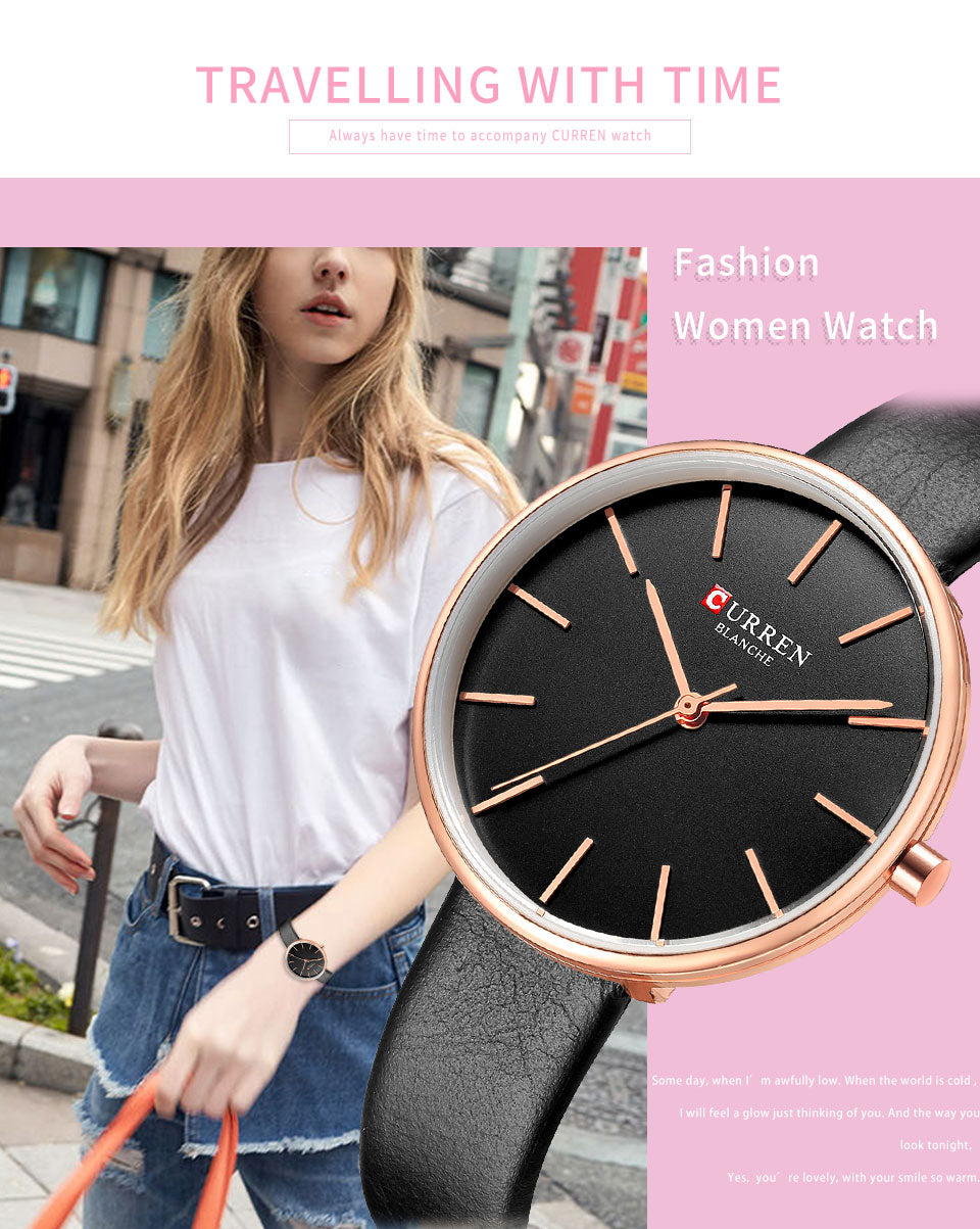 YSYH Fashion Slim Quartz Watches Ladies Leather Strap Wristwatch Womens Watch Black Clock Female Casual Accessories Relojes