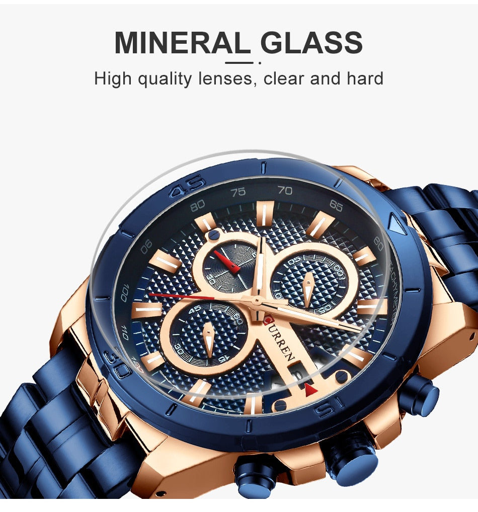 YSYH Watches Mens Luxury Brand Chronograph Sport Watch for Men Wristwatch with Stainless Steel Band Casual Clock