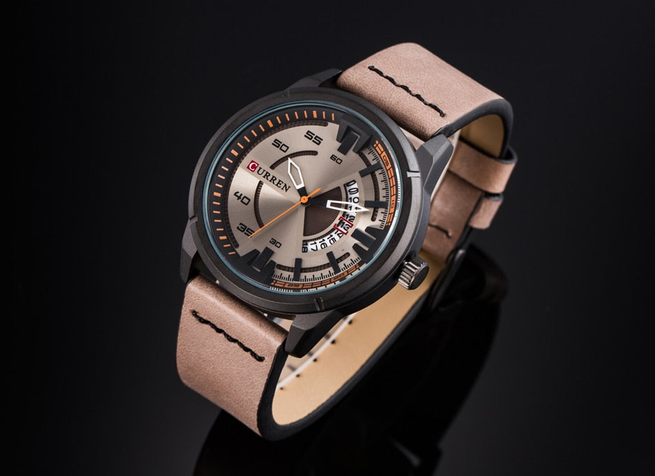 YSYH Creative Watches Casual Quartz Male Clock Display Date Leather Strap Men Wristwatch