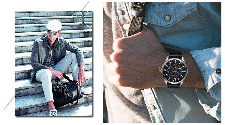 Luxury Brand YSYH Analog Sports Watch Leather Strap Quartz Men Wristwatch