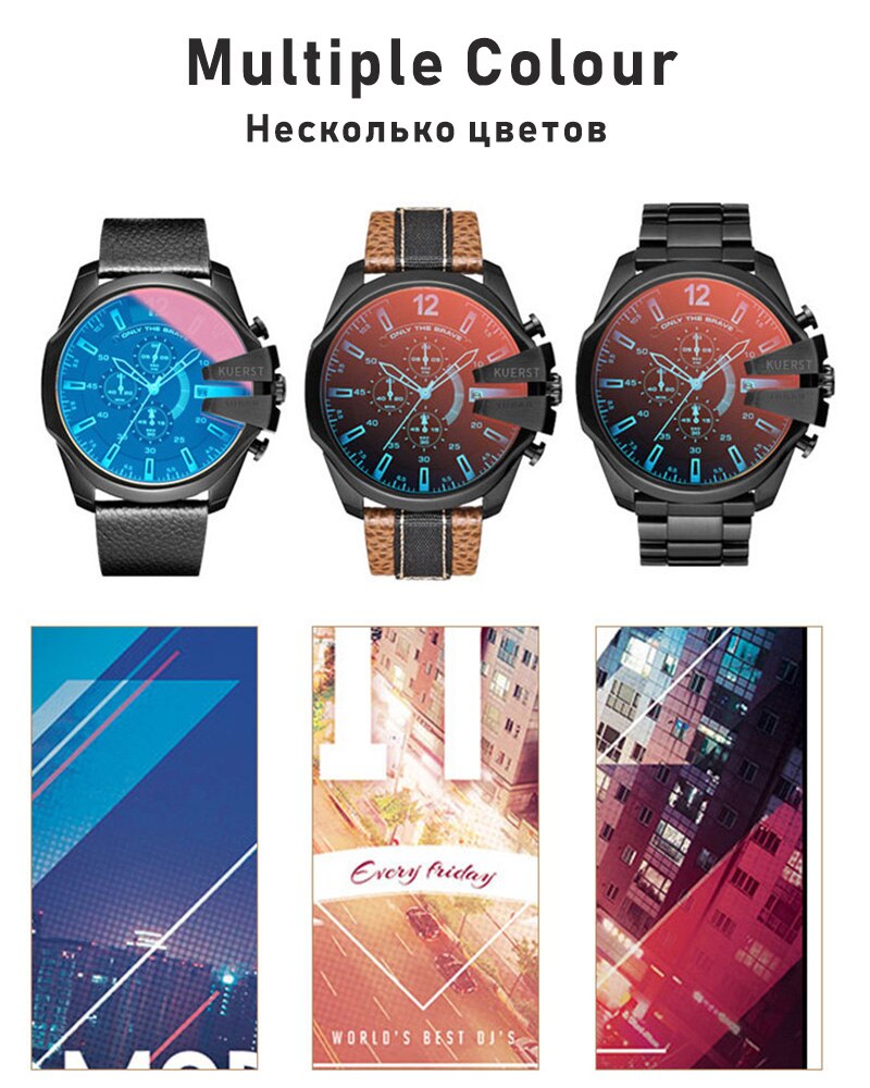 YSYH Mens Sport Watch Men Waterproof Quartz Watch Fashion Leather Strap Chronograph
