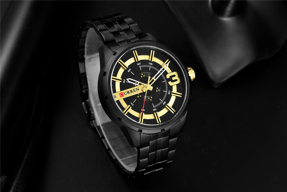 YSYH Gold Watches for Men Watch Business Men's Clock Fashion Quartz Stainless Steel Wrist watches Waterproof