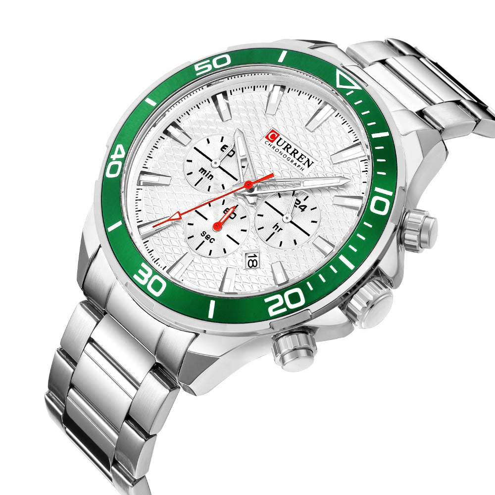 Mens Watches Luxury Quartz Stainless Steel Wristwatch YSYH Chronograph and Date