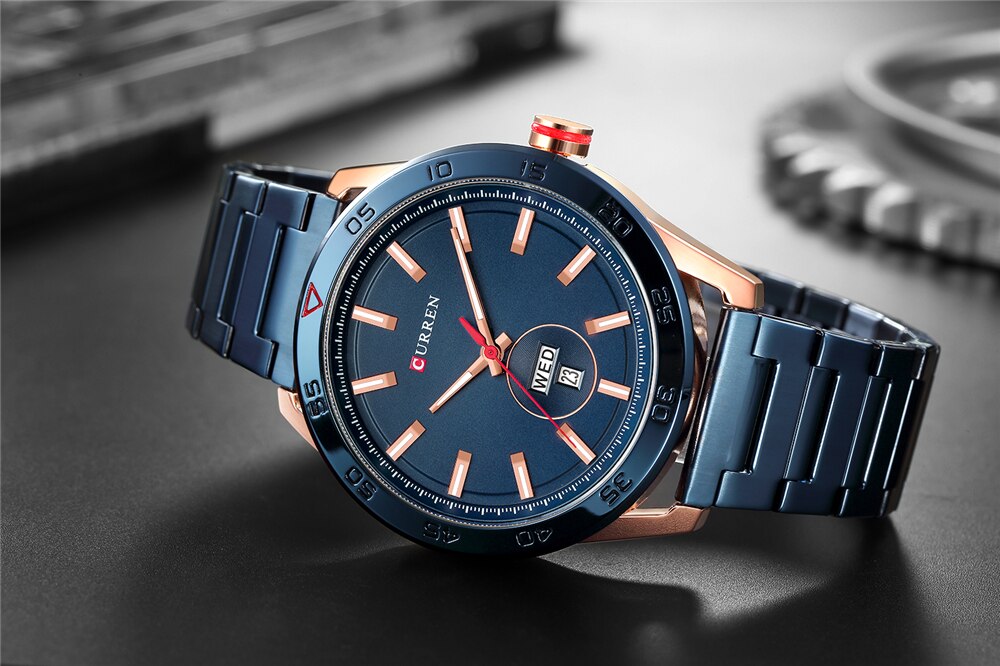 YSYH Luxury Watches Mens Casual Quartz Watch Male Clock Stainless Steel Band Waterproof Wristwatch with Week