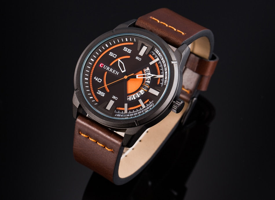 YSYH Creative Watches Casual Quartz Male Clock Display Date Leather Strap Men Wristwatch