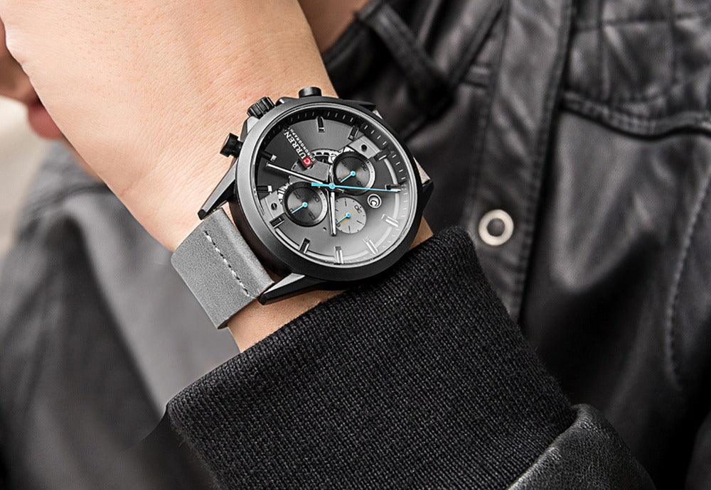 YSYH Luxury Chronograph Sports Men's Watch Casual Calendar Wristwatch with Leather Strap Male Clock