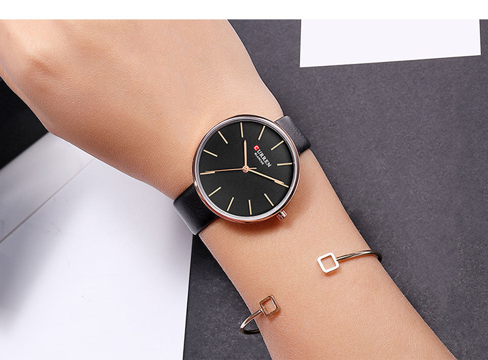 YSYH Fashion Slim Quartz Watches Ladies Leather Strap Wristwatch Womens Watch Black Clock Female Casual Accessories Relojes