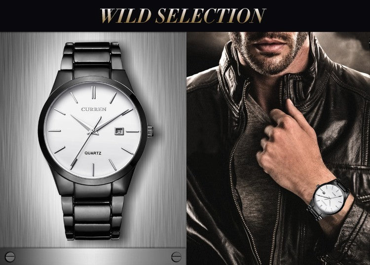 YSYH Luxury Classic Men Watches Display Date Quartz-watch Male Wristwatch Full Steel Clock