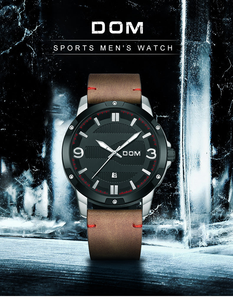 YSYH Men's Watch Waterproof Sports Casual Quartz Watch Men Leather Strap Luminous Pointer Multifunction Clock