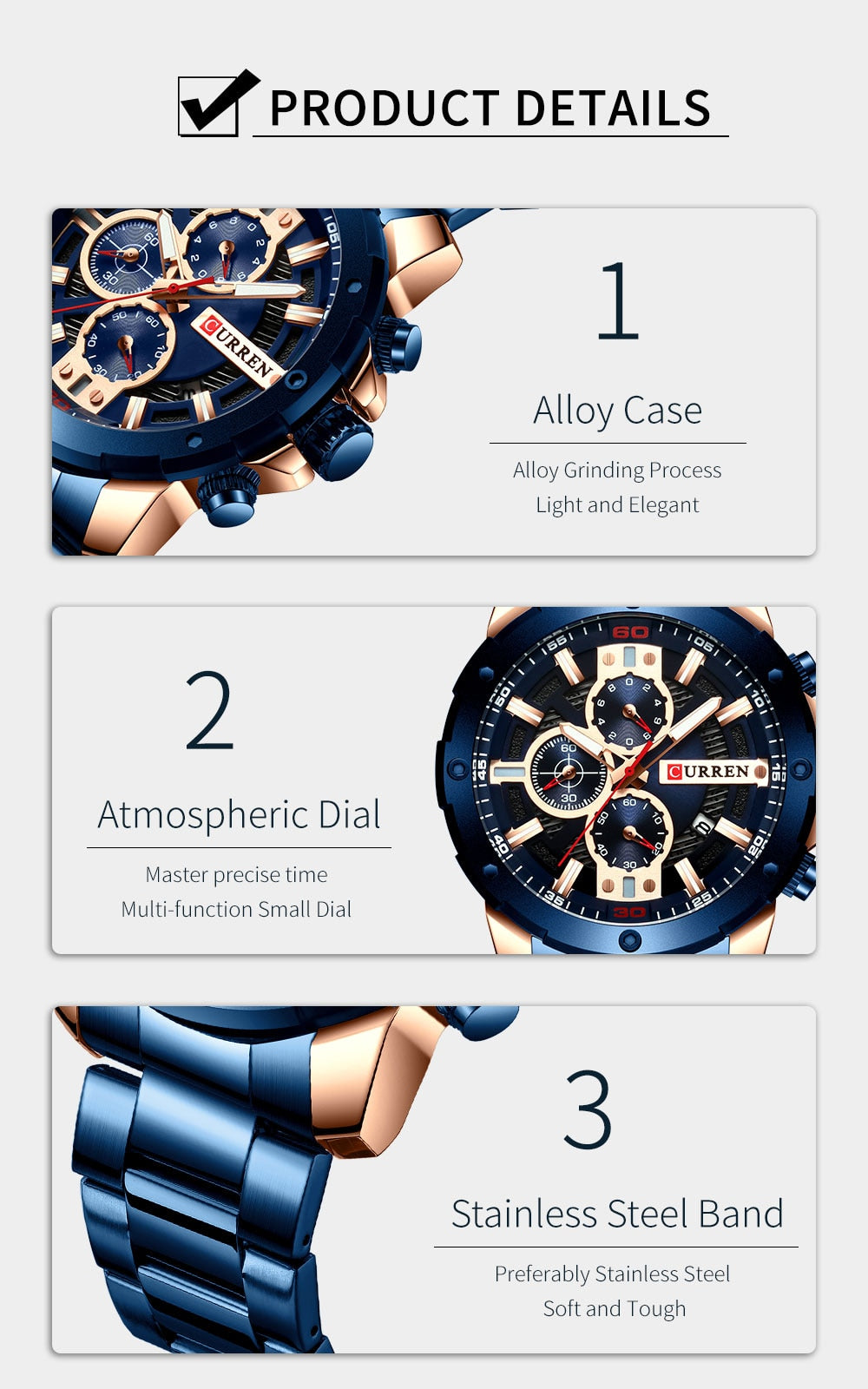 YSYH Watches Men Stainless Steel Band Quartz Wristwatch Military Chronograph Clock Male Sporty Watch Waterproof 8336