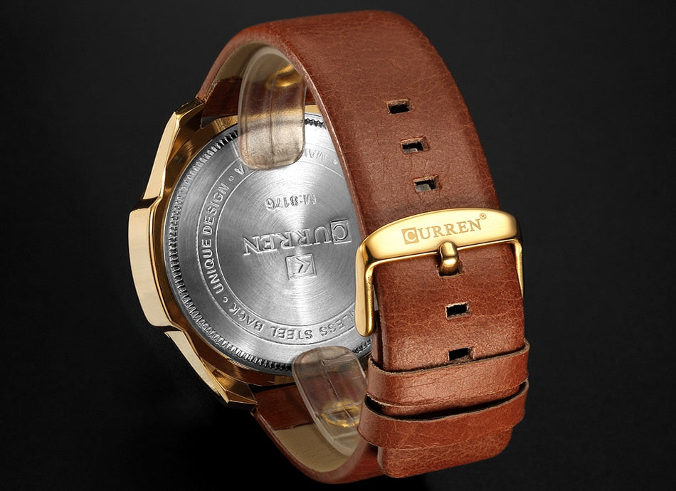 YSYH Luxury Leather Strap Sport Men Quartz Watch Military Male Clock
