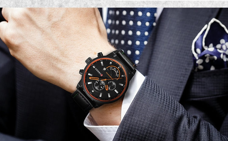 YSYH Men's Casual Analog Sport Quartz Watch Men Watches High Quality Leather Drop Shipping Wristwatch Male Clock