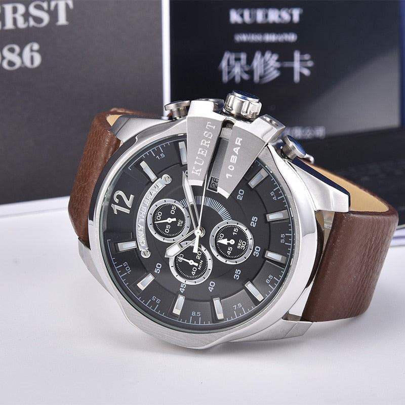 YSYH Mens Sport Watch Men Waterproof Quartz Watch Fashion Leather Strap Chronograph
