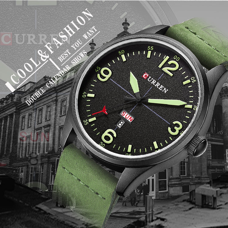 YSYH Brand Luxury Casual Military Quartz Watch Men Wristwatch Leather Strap Calendar erkek kol saati