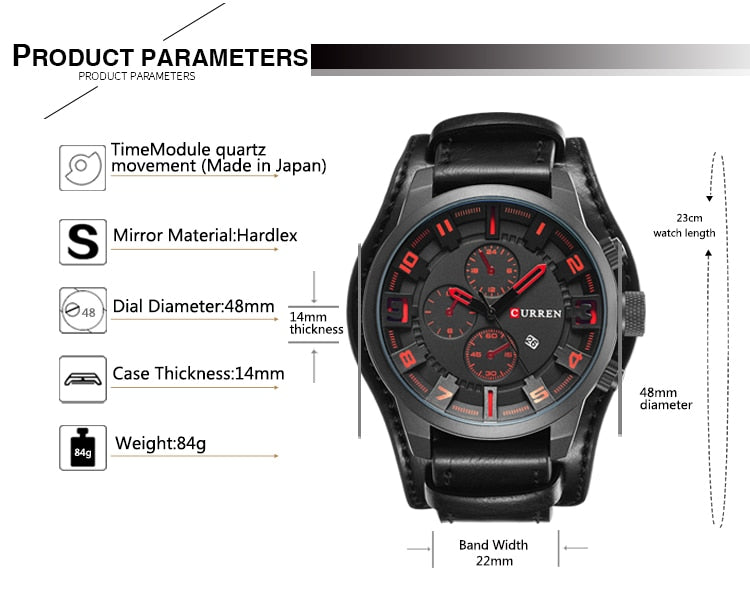 Luxury Brand YSYH Military Sports Men Watch Quartz Date Clock Casual Leather Wrist Watch 8225