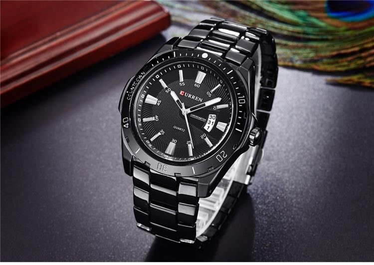 YSYH Men's Watches Luxury Fashion Business Quartz Wristwatch Full Steel Band Date Waterproof