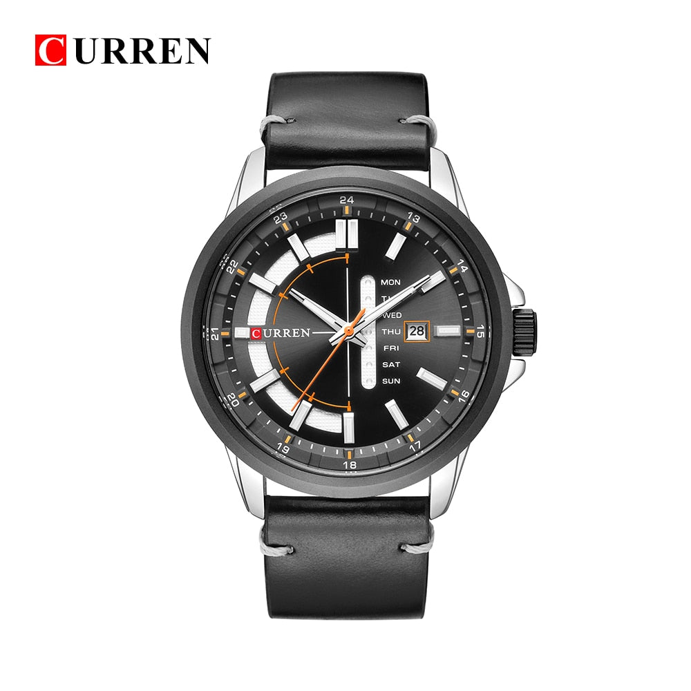 YSYH Leather Strap Watches Men Display Calendar Quartz Wrist Watch