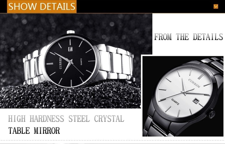 YSYH Luxury Classic Men Watches Display Date Quartz-watch Male Wristwatch Full Steel Clock