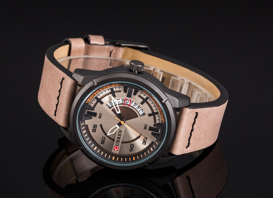 YSYH Creative Watches Casual Quartz Male Clock Display Date Leather Strap Men Wristwatch