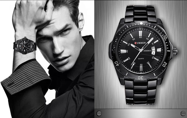 YSYH Men's Watches Luxury Fashion Business Quartz Wristwatch Full Steel Band Date Waterproof
