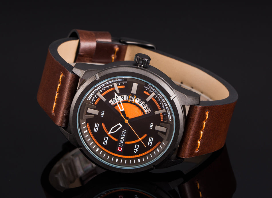 YSYH Creative Watches Casual Quartz Male Clock Display Date Leather Strap Men Wristwatch