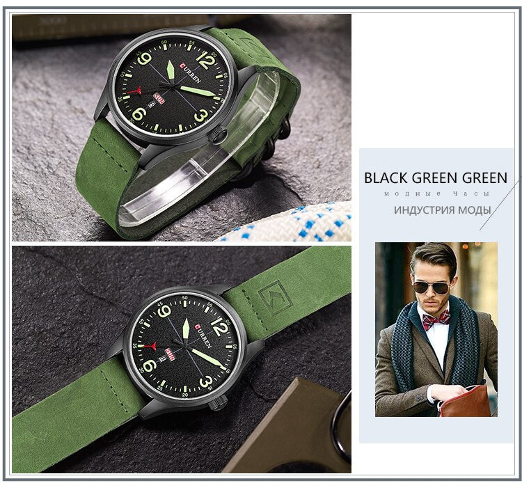 YSYH Simple style Calendar Casual Men Watches Leather Strap Male Clock Quartz Week Display Wrist Watch