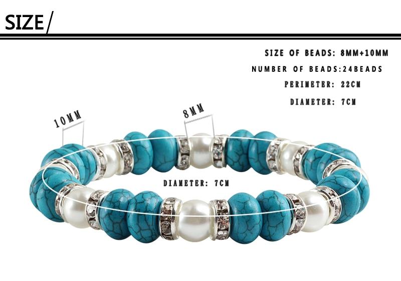 Vintage Boho Blue Turquoises Beads Strand Bracelet-Bracelet-Rossny