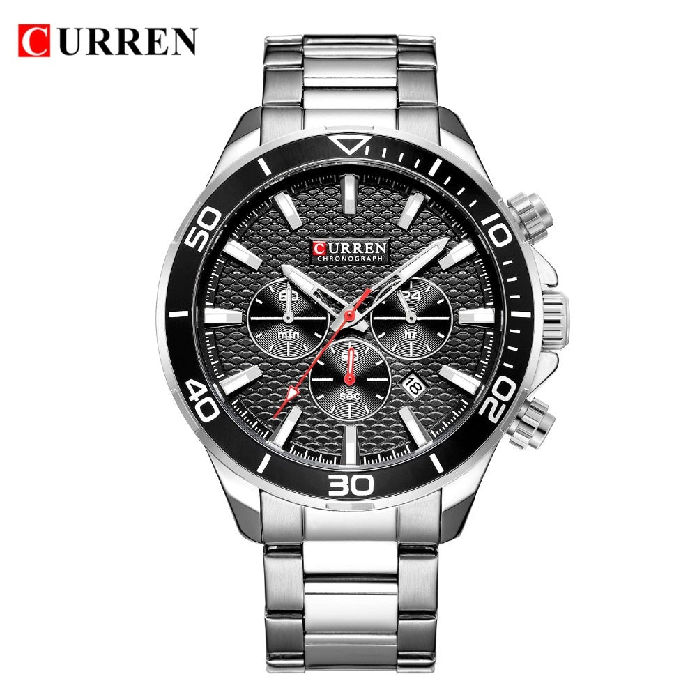 Mens Watches Luxury Quartz Stainless Steel Wristwatch YSYH Chronograph and Date