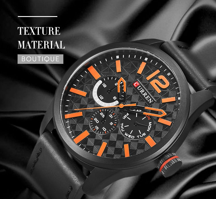 Luxury Brand YSYH Analog Sports Watch Leather Strap Quartz Men Wristwatch