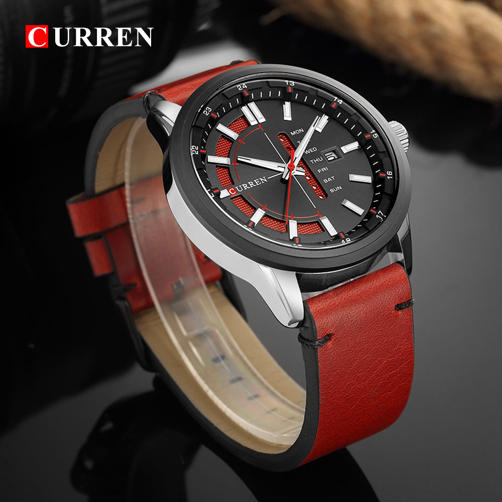 YSYH Leather Strap Watches Men Display Calendar Quartz Wrist Watch