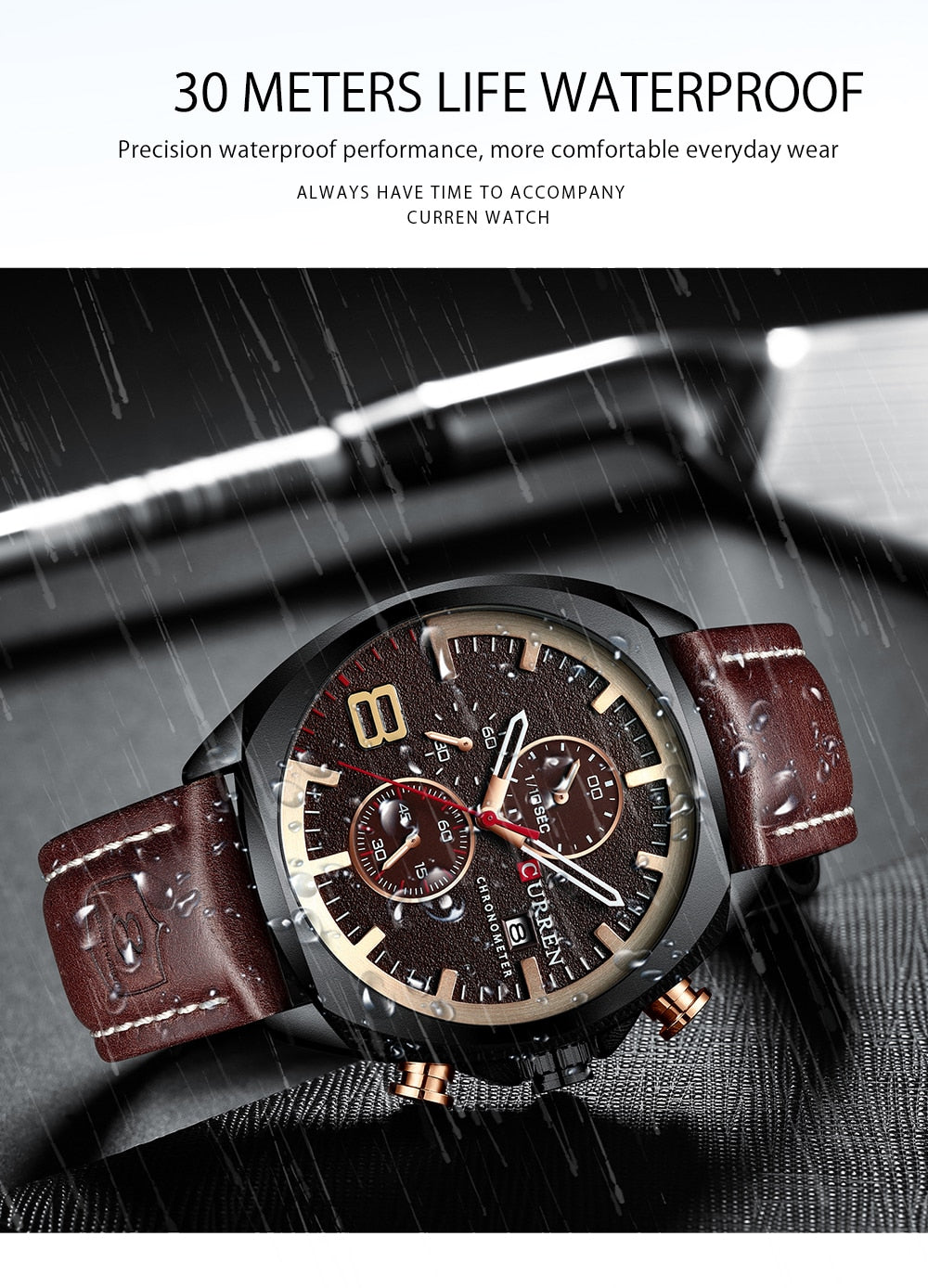 YSYH Chronograph Men's Watches Luxury Leather Quartz Watch Men Military Sport Wrist Watch