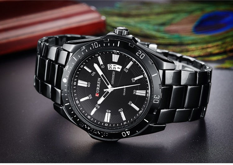 YSYH Men's Watches Luxury Fashion Business Quartz Wristwatch Full Steel Band Date Waterproof