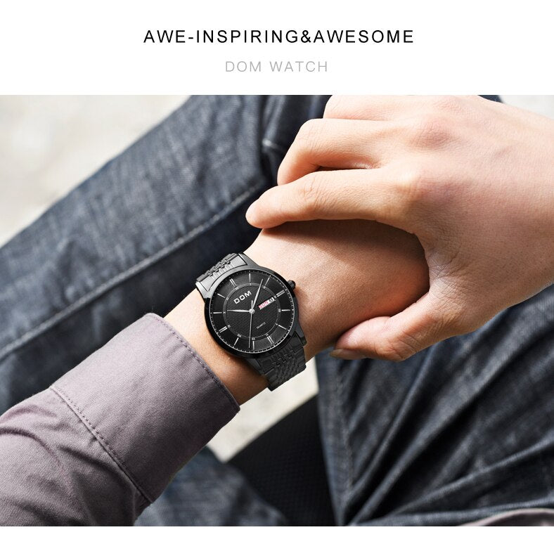 YSYH Men's Watches Ultra-thin Business Casual Leather Wrist Watch Calendar Display Waterproof Multi-function Quartz Clock