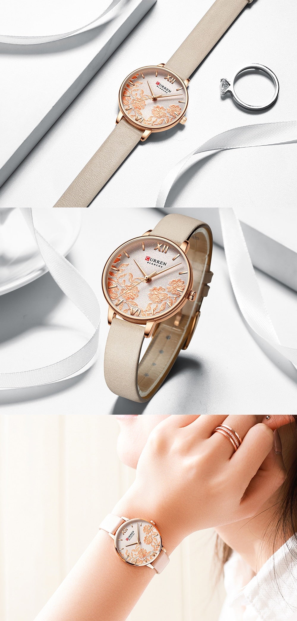 YSYH Leather Women Watches Beautiful Unique Design Dial Quartz Wristwatch Clock Female Fashion Dress Watch Montre femme