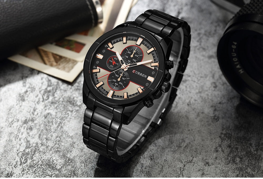 YSYH Classic Stainless Steel Strap Watches Men Military Analog Quartz Wristwatch For Mens Clock Casual Male Watch