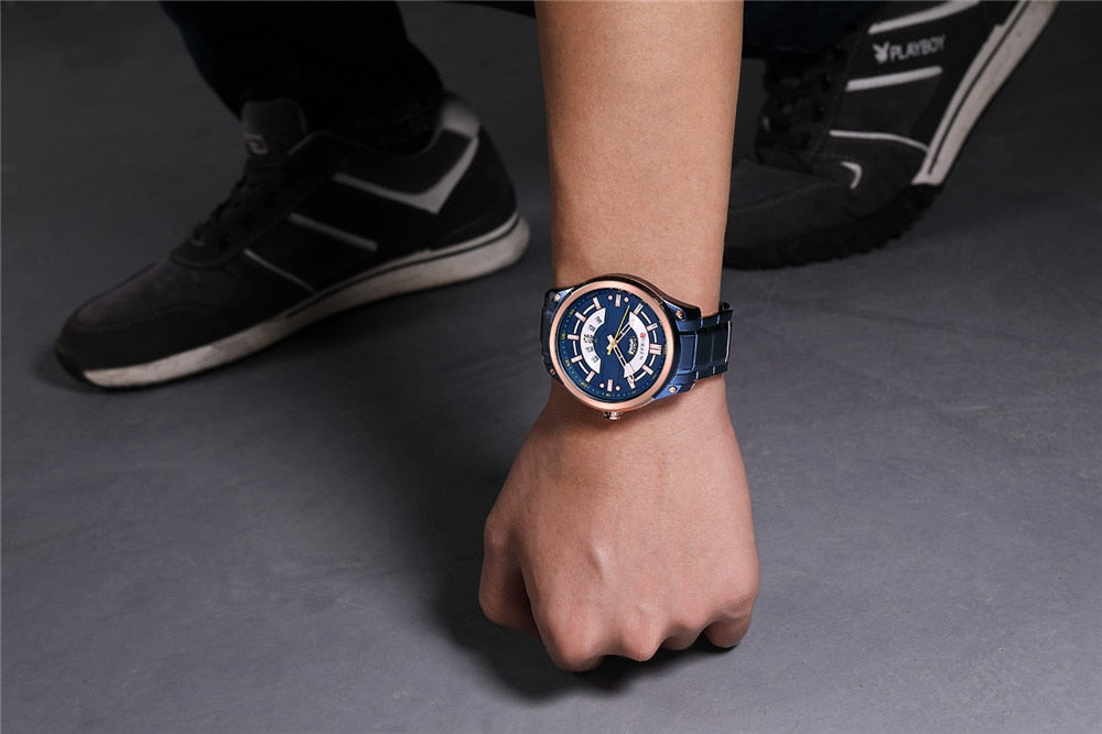 YSYH Calendar Watches Casual Sport Watch For Men 30M Water Resistant Stainless Steel Band Male Clock Luminous Wristwatches
