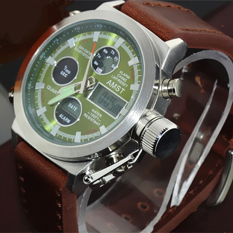 YSYH Wrangler Series Men's Watch 50 Meter Dive Leather Strap Military Watch Men's Waterproof Sports Quartz Alarm Clock New